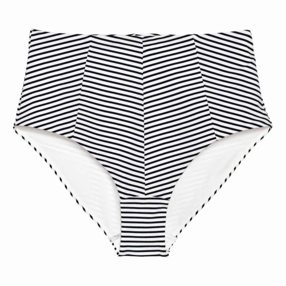 H&M high waist bikini bottoms black white stripe 8